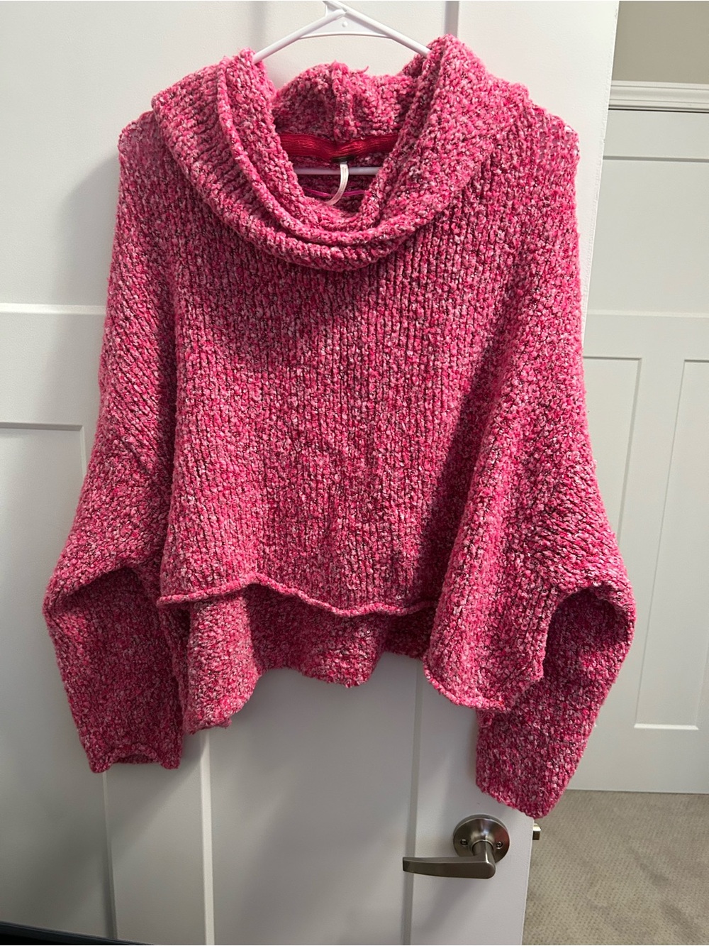Cozy Pink Chunky Knit Cowl Neck Sweater